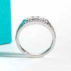 The Rune Band lifestyle — moissanite Roman column ring worn on finger — Aurora Moissanite