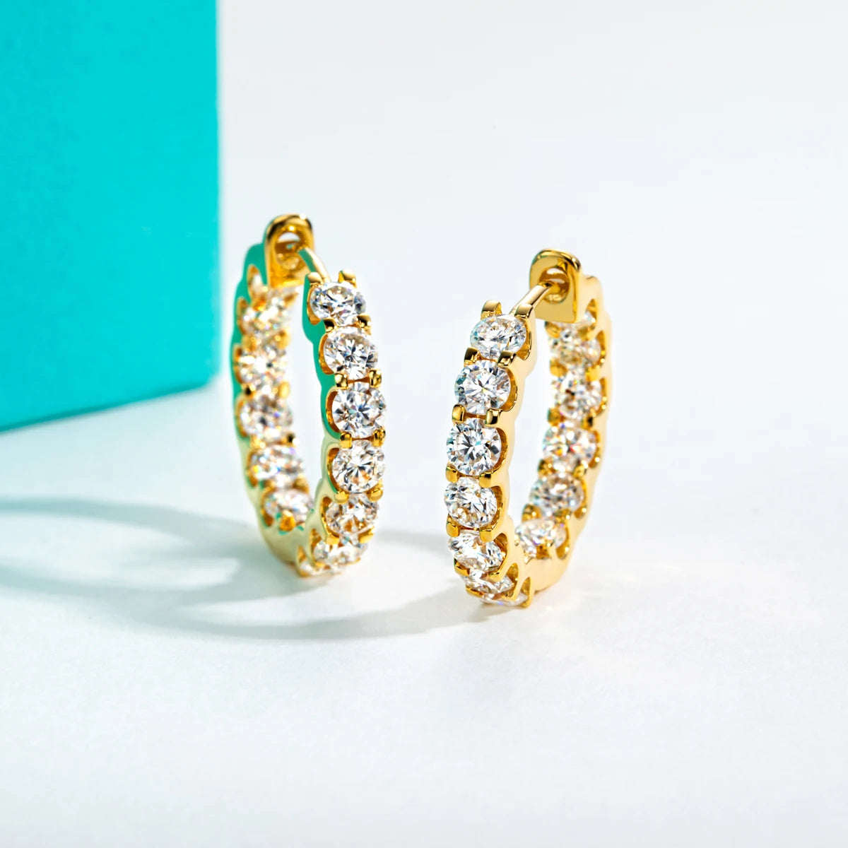 AnuJewel 3mm 2.6cttw D Color Moissanites Hoop Earrings 925 Sterling Silver Luxury Huggie Earring for Women Jewelry Wholesale