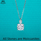 2ct cushion moissanite pendant necklace, S925 sterling silver, white background — Aurora Moissanite