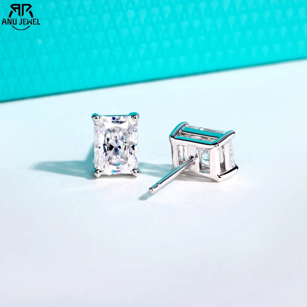 radiant moissanite stud earrings 0.5ct to 3ct, S925 — Aurora Moissanite