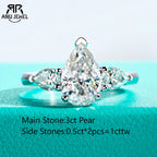 4ct pear moissanite solitaire engagement ring, 18K gold plated S925 — Aurora Moissanite