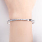 AnuJewel 2.017cttw Moissanite Eternity Bracelet 925 Sterling Silver 18K White Gold Plated Classic Bangle for Women Gifts