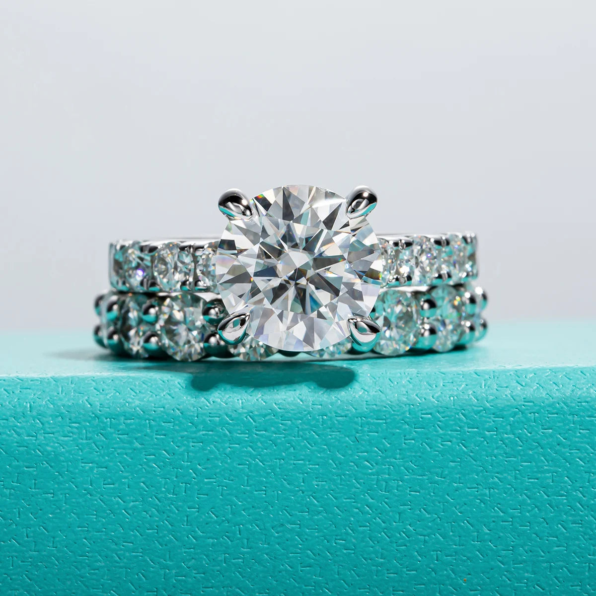Moissanite 3.5ct D color VVS1 ring set, S925 — Aurora Moissanite