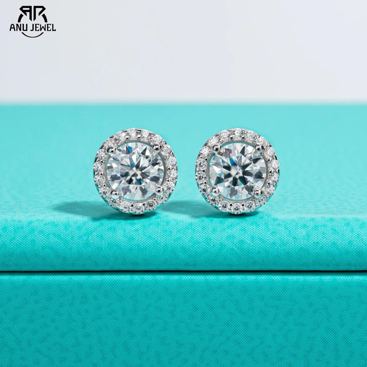 AnuJewel 1cttw D Color Round Cut Moissanite Diamond  925 Sterling Silver Stud Earrings For Woman Jewelry Wholesale