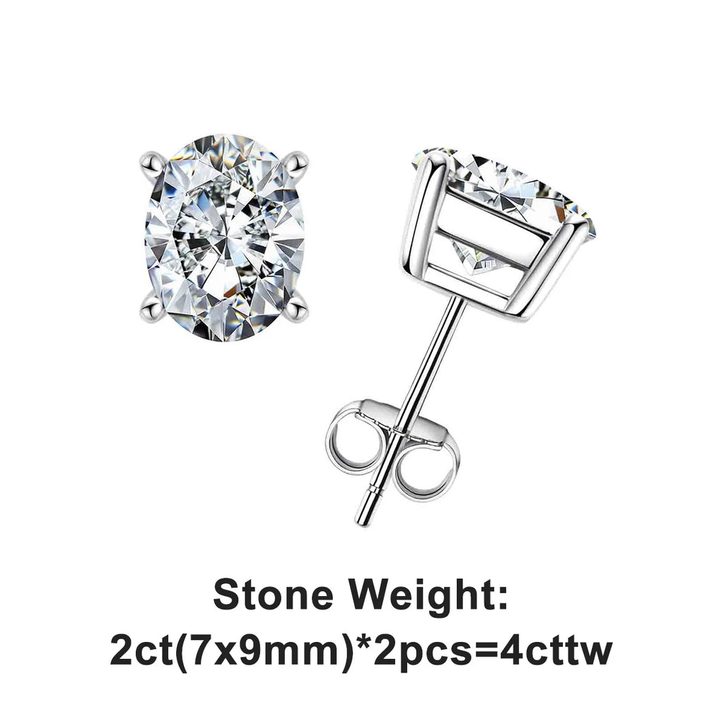 AnuJewel 10K Gold Post 4/2/1ct Oval Cut Moissanite Stud Earrings  Anti-allergy Eearrings For Women Jewelry Wholesale