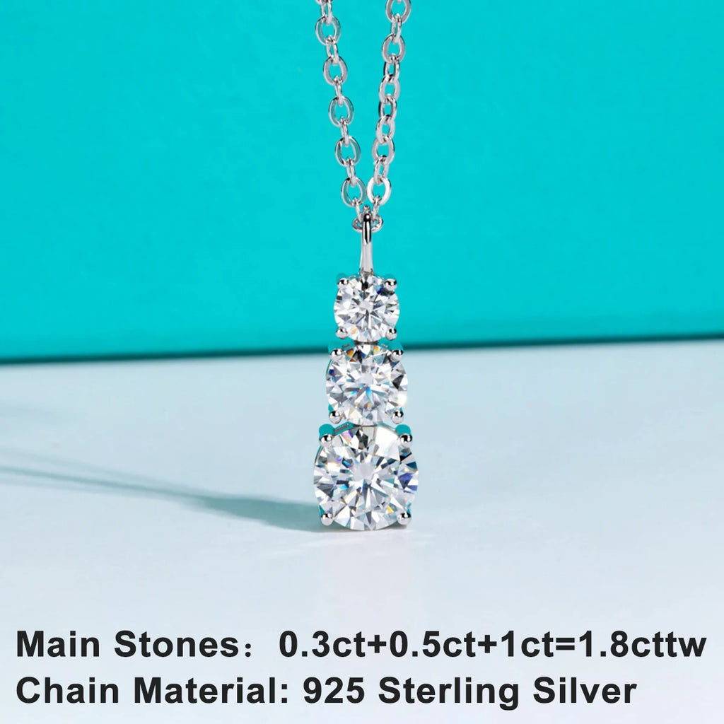 AnuJewel 1.8cttw D Color Moissanite Diamond Pendant Necklace 925 Sterling Silver For Women Fine Jewelry Gifts Wholesale