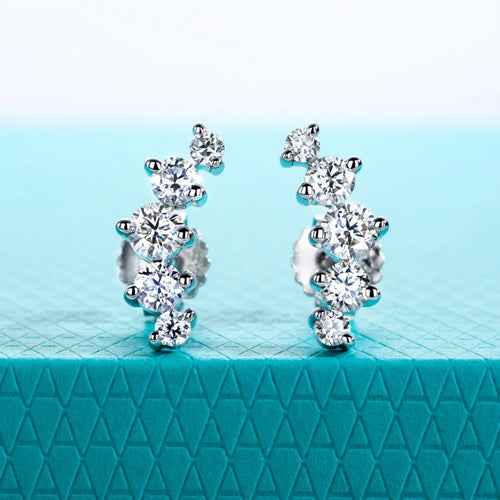 AnuJewel 1.04cttw Moissanite Stud Earrings 925 Sterling Silver Gold Plated Lab Created Diamond Smile Earrings For Women Jewelry