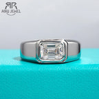 2ct emerald moissanite men's ring, 18K gold plated S925 — Aurora Moissanite