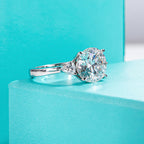 Round moissanite 4.6ct D color VVS1, large center stone solitaire detail — Aurora Moissanite