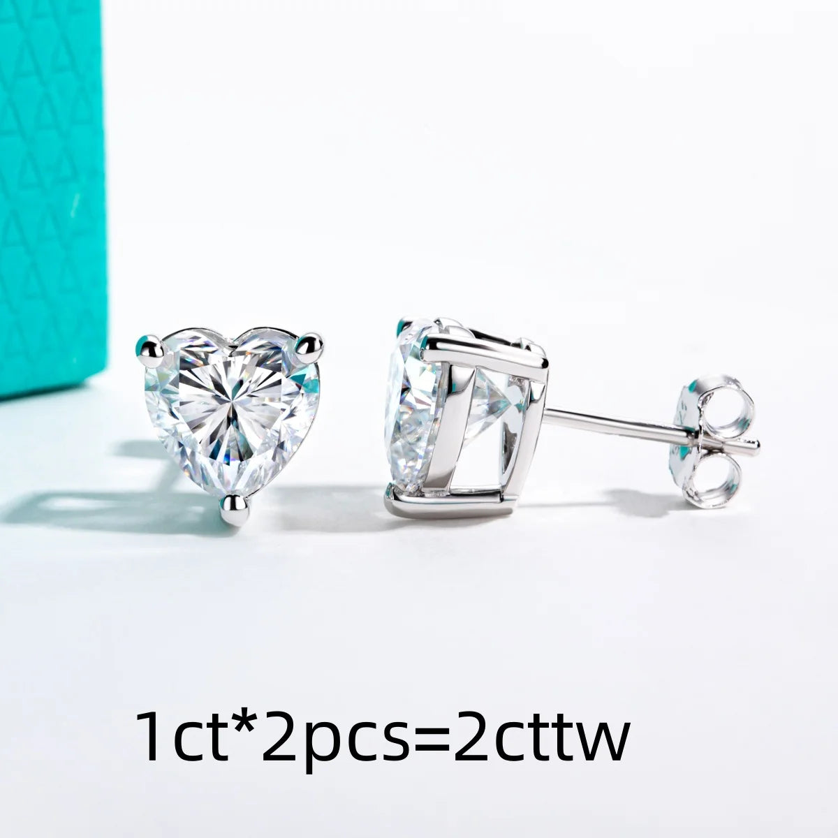 AnuJewel Heart Moissanite Stud Earrings 1cttw-6cttw D Color VVS1 925 Sterling Silver 18k Gold Plated Classic Women's Jewelry