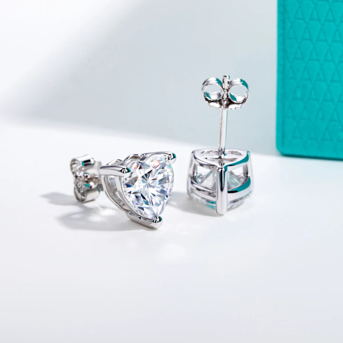 AnuJewel Heart Moissanite Stud Earrings 1cttw-6cttw D Color VVS1 925 Sterling Silver 18k Gold Plated Classic Women's Jewelry