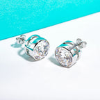 AnuJewel 1ct 2ct Total D Color Round Moissanite 18K Gold Plated Stud Earrings Stud Earrings  For Woman
