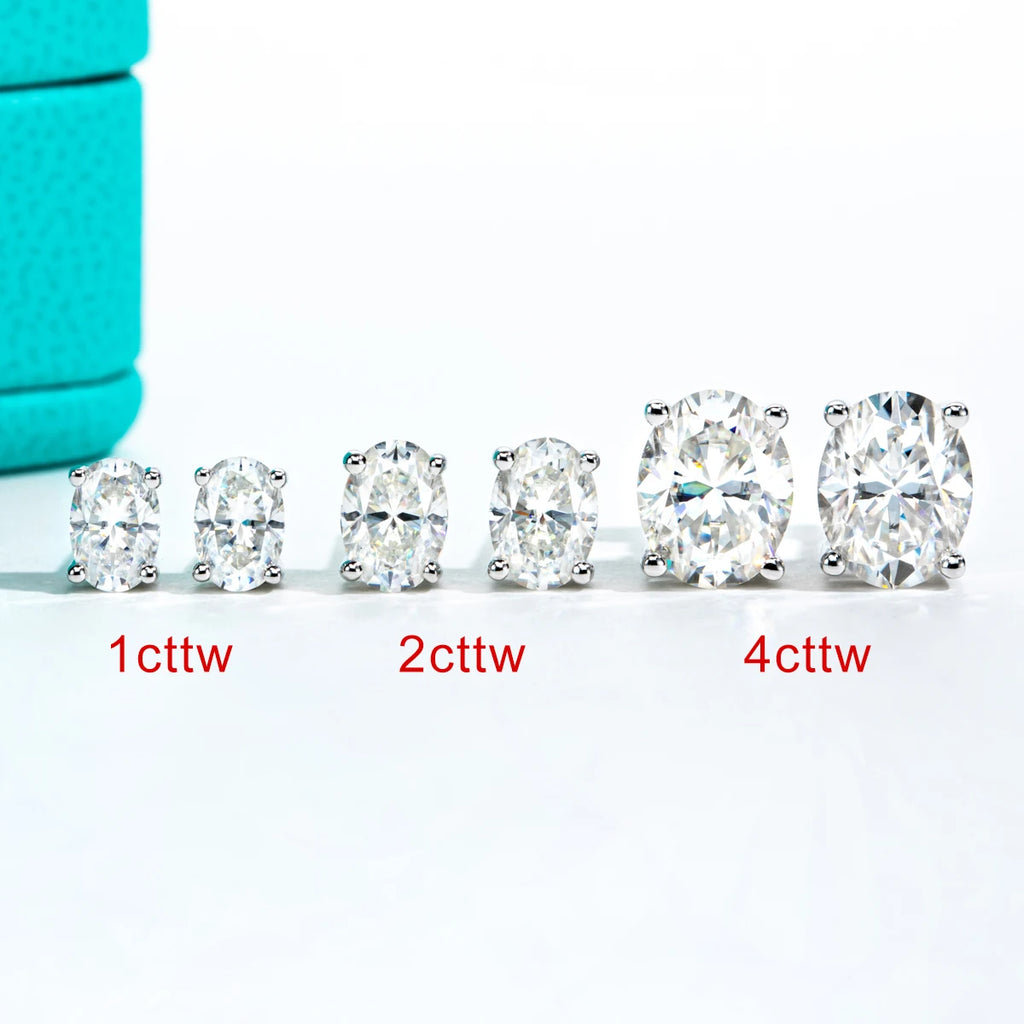 AnuJewel 10K Gold Post 4/2/1ct Oval Cut Moissanite Stud Earrings  Anti-allergy Eearrings For Women Jewelry Wholesale