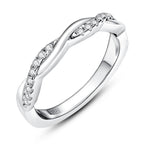 The Bond Band — 1.3mm moissanite micro-pavé eternity band, front view — Aurora Moissanite