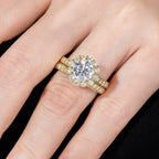 The Clair Ring lifestyle — 2ct moissanite bridal set worn on finger — Aurora Moissanite