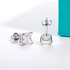 Asscher moissanite studs D color VVS1, octagonal step-cut — Aurora Moissanite