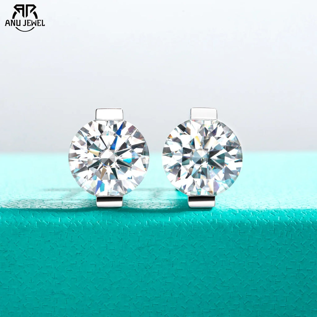 AnuJewel 1cttw-6cttw Moissanites Earrings 925 Sterling Silver D Color VVS1 Moissanite Classic Stud Earrings for Woman Jewelry