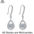 1ct teardrop moissanite hook drop earrings, S925 — Aurora Moissanite