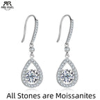 1ct teardrop moissanite hook drop earrings, S925 — Aurora Moissanite
