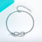 AnuJewel 1.7mm Moissanite Bow-Knot Bracelet 925 Sterling Silver Lab Created Diamond 18+5cm Adjustable Bracelets for Woman Gifts