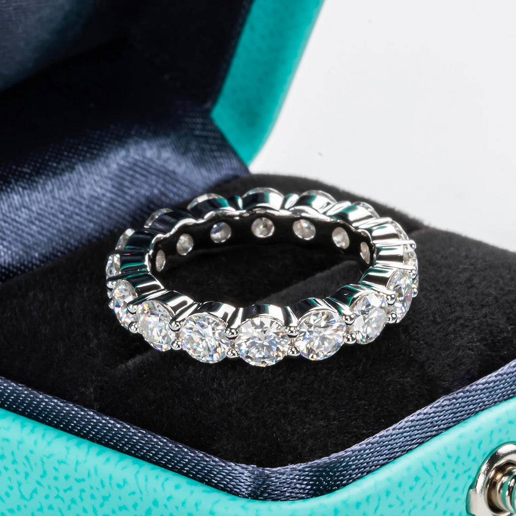 Moissanite eternity band 5cttw D color VVS1, 4mm full coverage — Aurora Moissanite