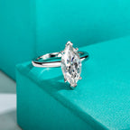 The Foss Ring — 3ct marquise moissanite, front view — Aurora Moissanite