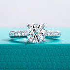 The Rowe Ring — 2ct round moissanite vintage prong, front view, 18K gold — Aurora Moissanite