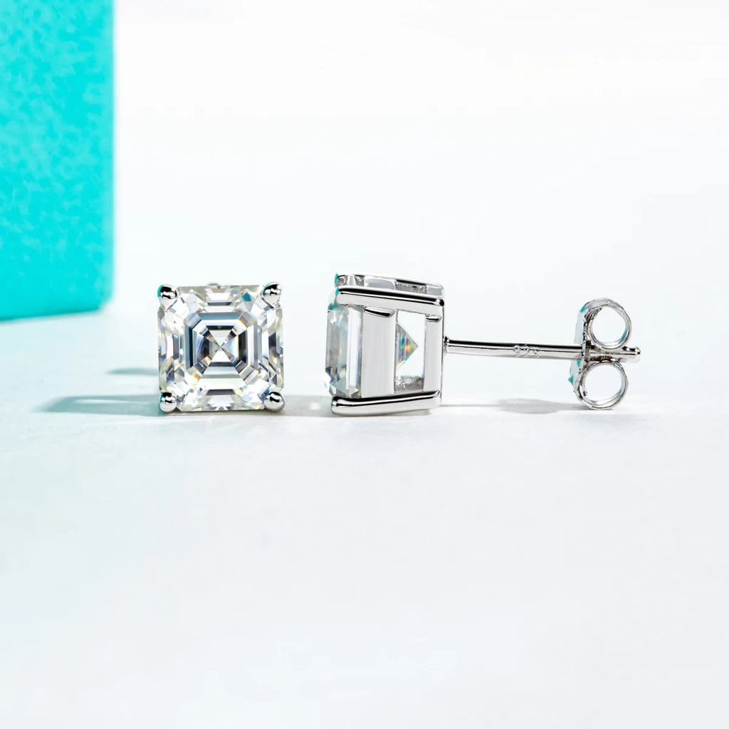 AnuJewel 10K Gold Post 4/2/1ct Asscher Cut Moissanite Stud Earrings Anti-allergy Eearrings For Women Jewelry Wholesale