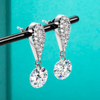 Moissanite drop earrings 6cttw D color VVS1, 3ct per earring — Aurora Moissanite