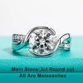 The Dara Ring worn — 3ct round moissanite bezel engagement ring, 18K gold — Aurora Moissanite