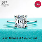 3ct asscher moissanite engagement ring, S925 — Aurora Moissanite