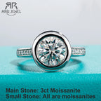 3ct moissanite bezel ring, black gun plated S925 — Aurora Moissanite