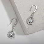 1ct teardrop moissanite earrings side view, S925 — Aurora Moissanite