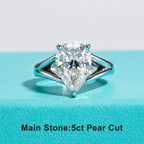 The Lark Ring worn — 5ct pear cut moissanite solitaire engagement ring — Aurora Moissanite