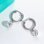 4cttw moissanite hoop earrings, side view, S925 — Aurora Moissanite
