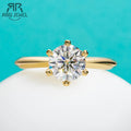 2ct or 3ct round moissanite solitaire, 14K yellow gold plated S925 — Aurora Moissanite