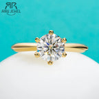 2ct or 3ct round moissanite solitaire, 14K yellow gold plated S925 — Aurora Moissanite