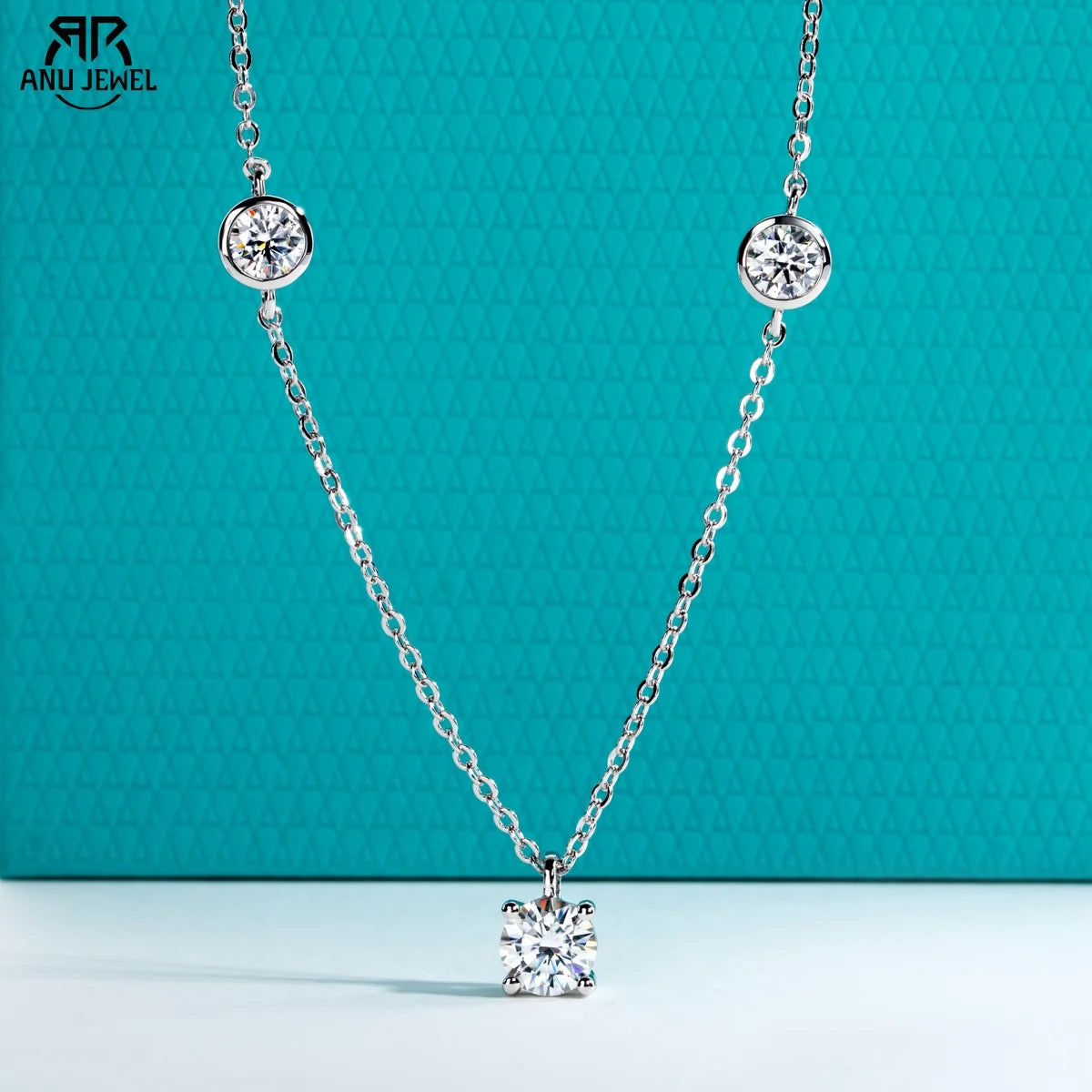 AnuJewel D Color 3cttw Moissanite Classic Pendant Necklace 925 Sterling Silver Wedding Anniversary Gifts for Women Jewelry