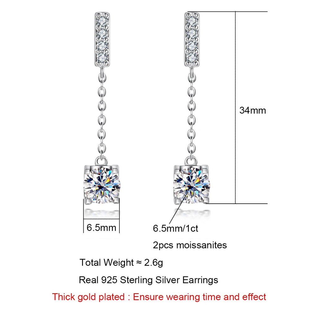 The Lace Earrings — 1ct moissanite classic, front view, white gold — Aurora Moissanite