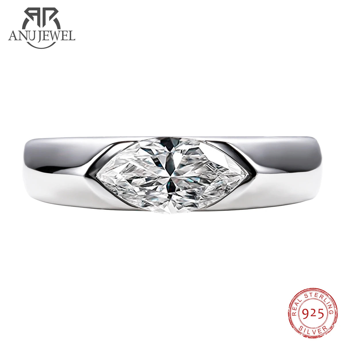 1ct marquise moissanite ring, S925 sterling silver — Aurora Moissanite
