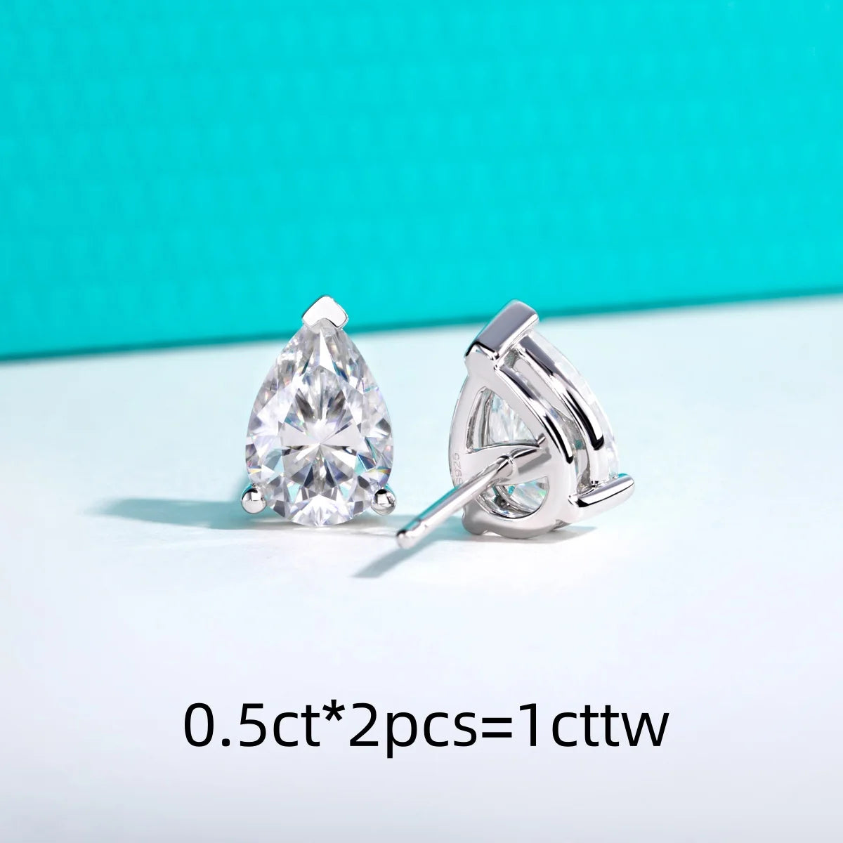 AnuJewel Classic Stud Earrings for Women 1cttw-6cttw Pear Moissanites 925 Sterling Silver D Color VVS1 Moissanite Earrings