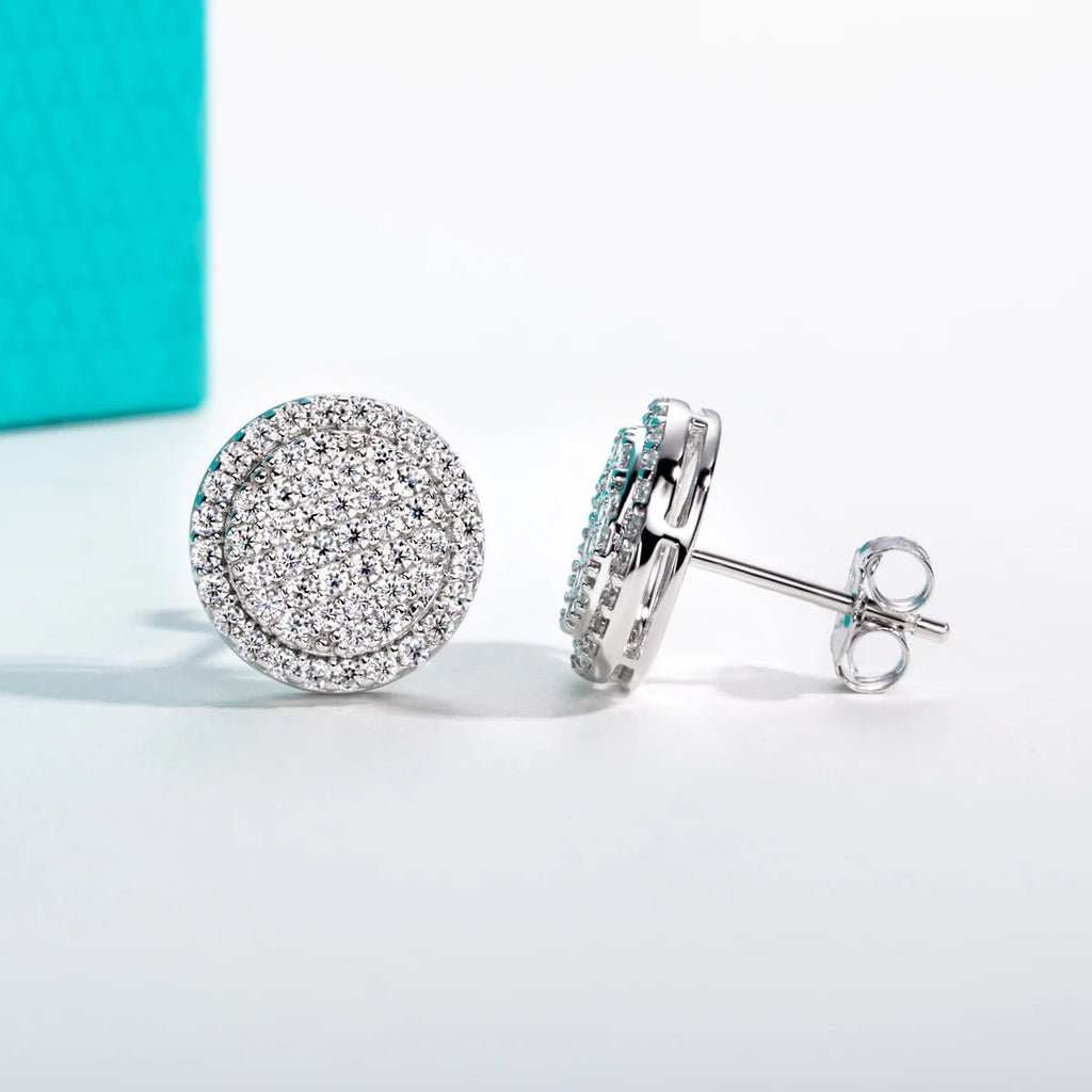 Moissanite cluster studs 0.9cttw D color VVS1, dense setting — Aurora Moissanite