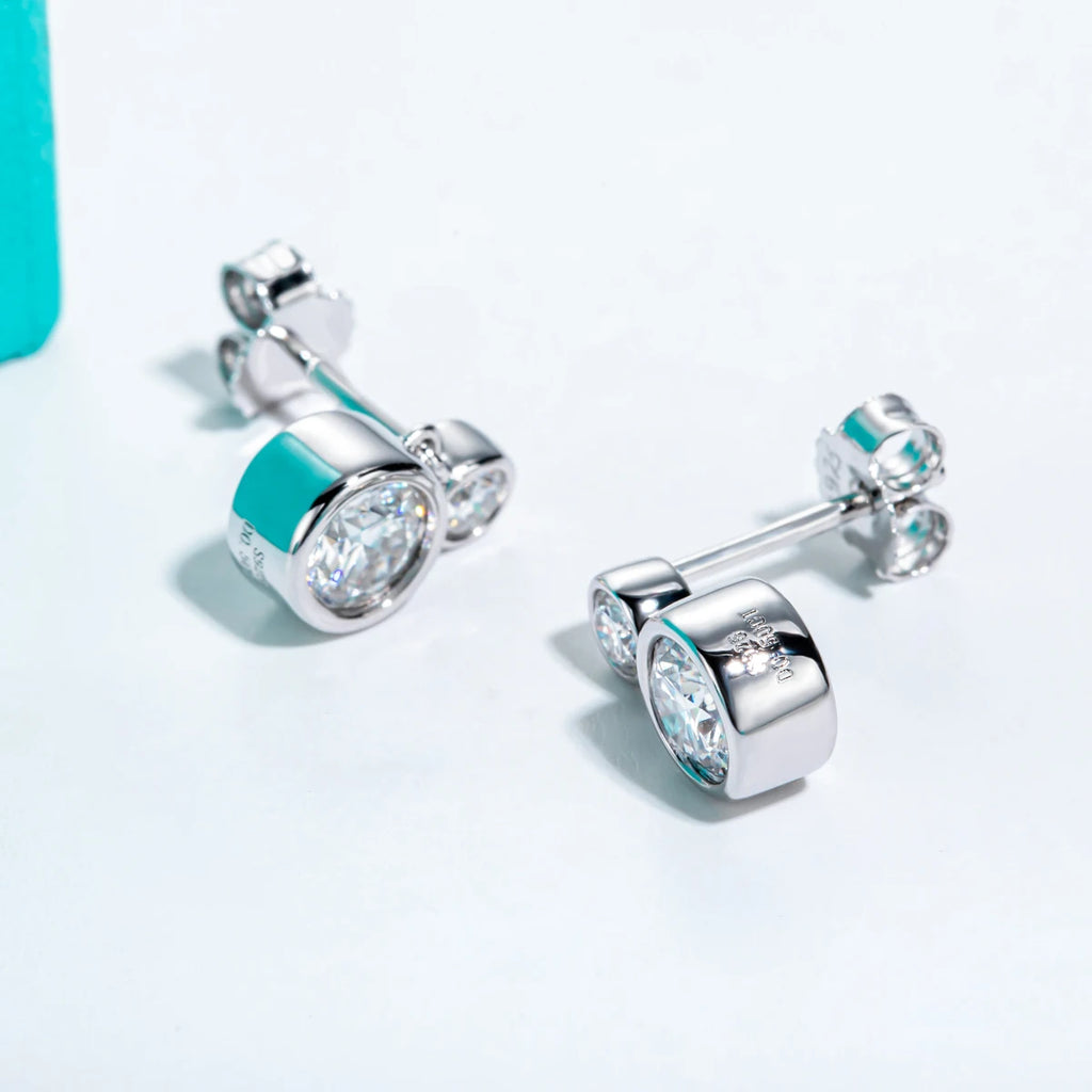 AnuJewel 1.2cttw D Color Moissanite Drop Earrings 18K Gold Plated 925 Sterling Silver Stud Bezel Earrings Women Gifts Wholesale