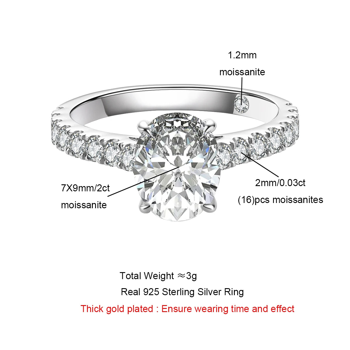 The Rion Ring — 2ct oval moissanite, 18K gold, front view — Aurora Moissanite