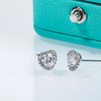 AnuJewel 1cttw D Color Moissanite Halo Earrings 925 Sterling Silver 18k Gold Plated Heart Stud Earring for Women Jewelry Gifts
