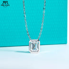 AnuJewel 0.6ct/1ct/2ct/3ct D Color Emerald Cut Moissanite Bezel Pendant Necklace 925 Sterling Silver Jewelry Gifts for Women
