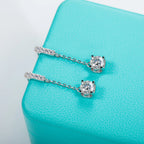 1ct moissanite classic earrings side view, 18K white gold — Aurora Moissanite