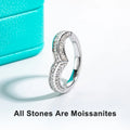 The Eden Band worn — 2mm moissanite V-shape wedding band, 18K gold plated — Aurora Moissanite