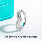 The Eden Band worn — 2mm moissanite V-shape wedding band, 18K gold plated — Aurora Moissanite