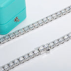 AnuJewe 6.5mm 66cttw D Color Moissanite Diamond Tennis Chain Necklace 925 Sterling Silver 18K Gold Plated Neckalces Jewelry